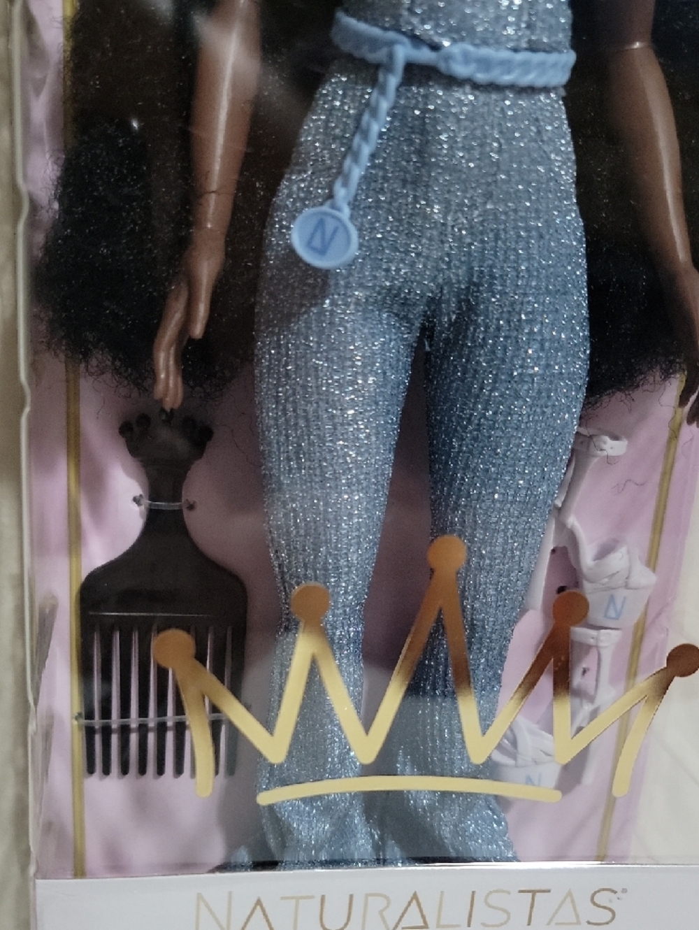 Naturalistas Liya Doll in Sparkle Blue Jumpsuit - Picture 3 of 6